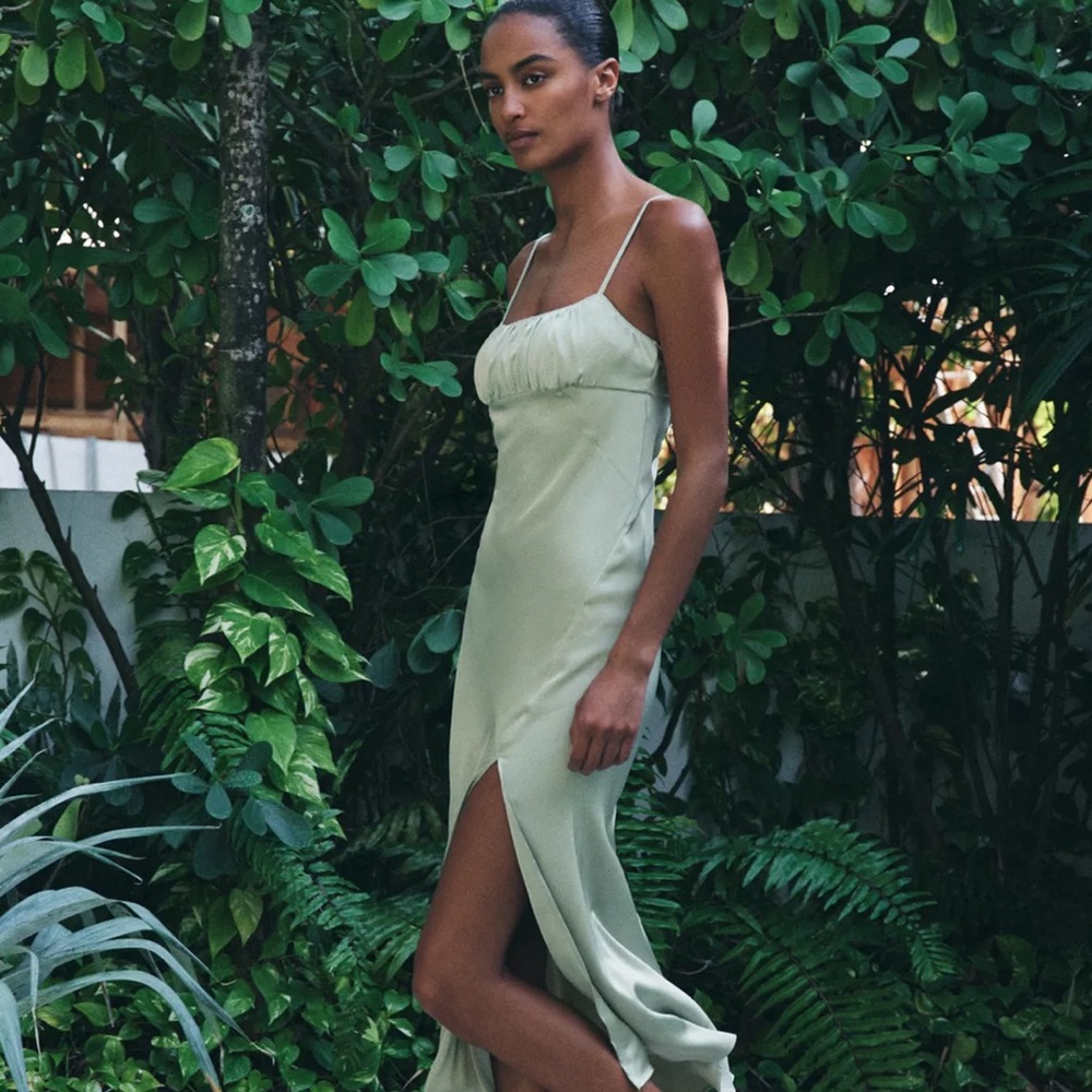 NWT🔥ZARA Mint Green Satin Dress